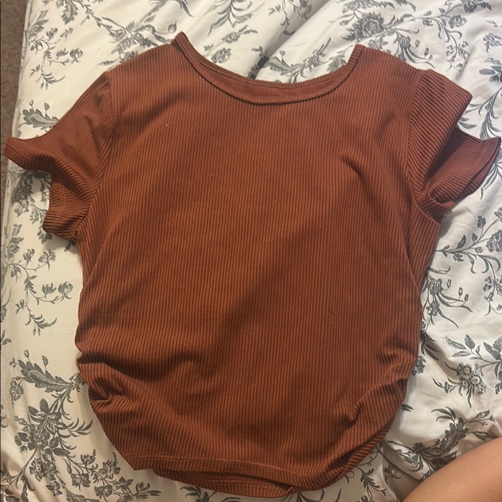 Hollister Brown Short Sleeved Crop Top